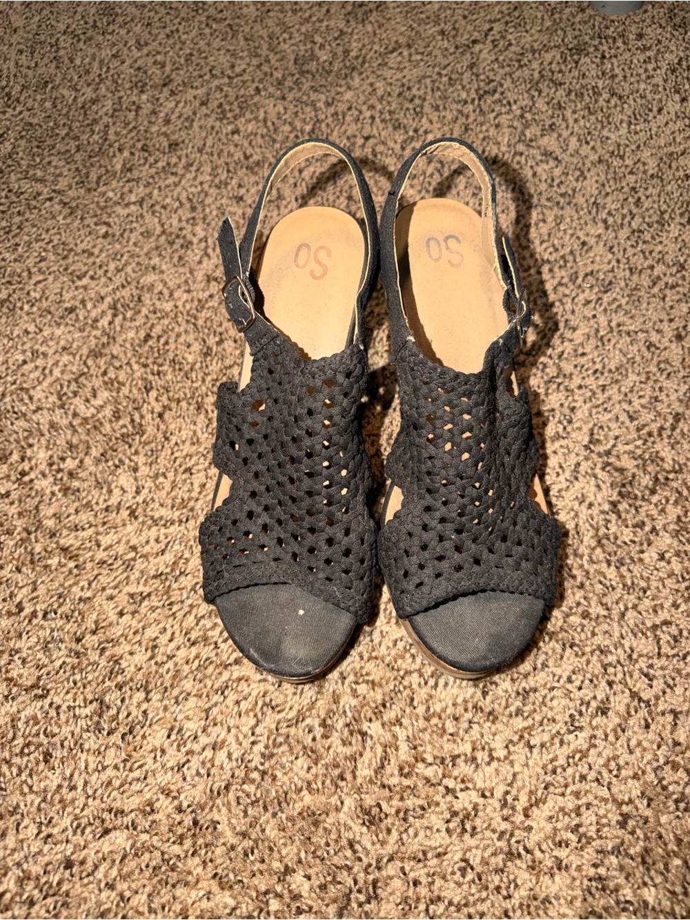 Kohl's SO Black Woven Slingback Wedge Sandals